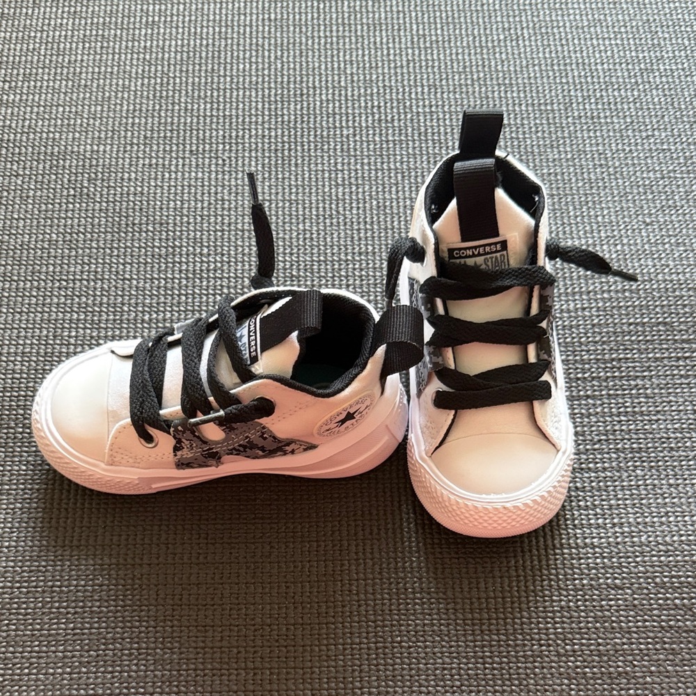 Converse White and Black High-Top Sneakers